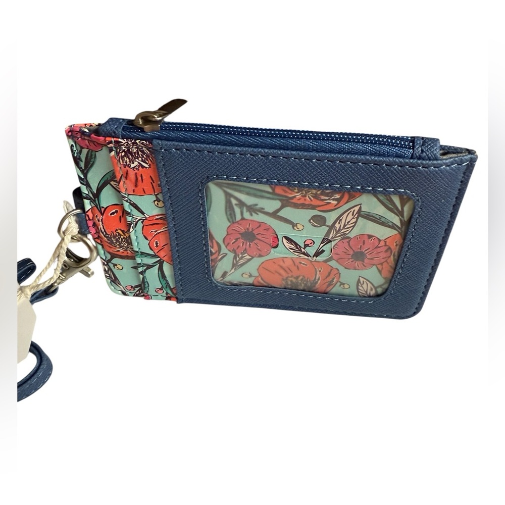 Floral Blue Card Holder/Lanyard with Detachable Lanyard Strap - Picture 4 of 4